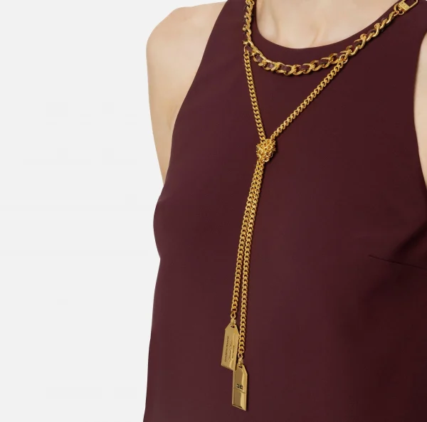 Miniabito boxy in crêpe con collana - immagine 2