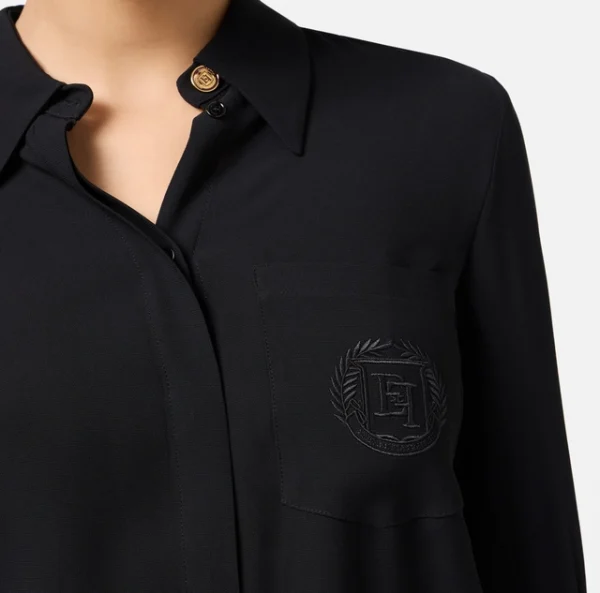 Camicia in georgette con patch logo - immagine 2