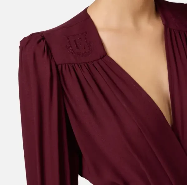 Camicia body in georgette con ricamo su spalle - immagine 2