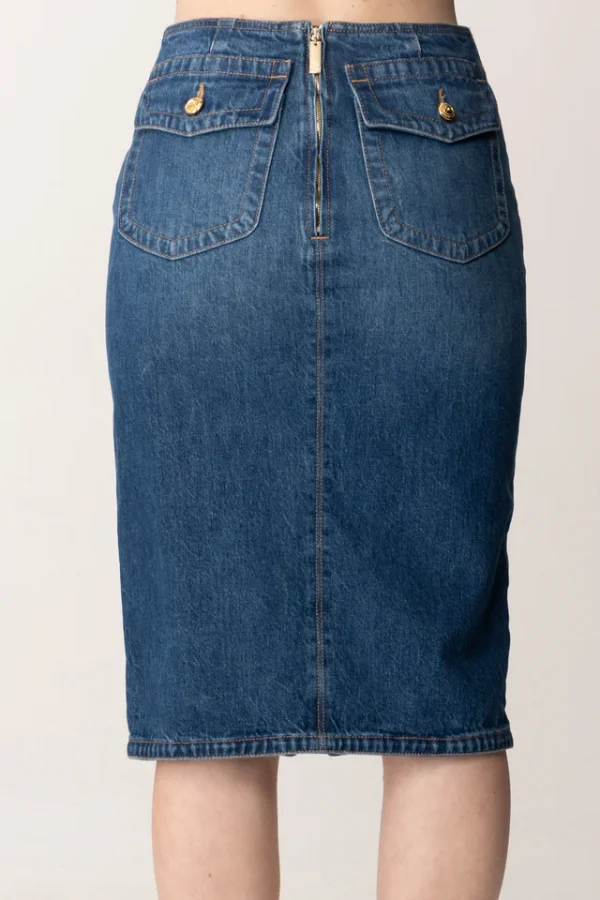 Gonna midi in denim con strappo - immagine 3