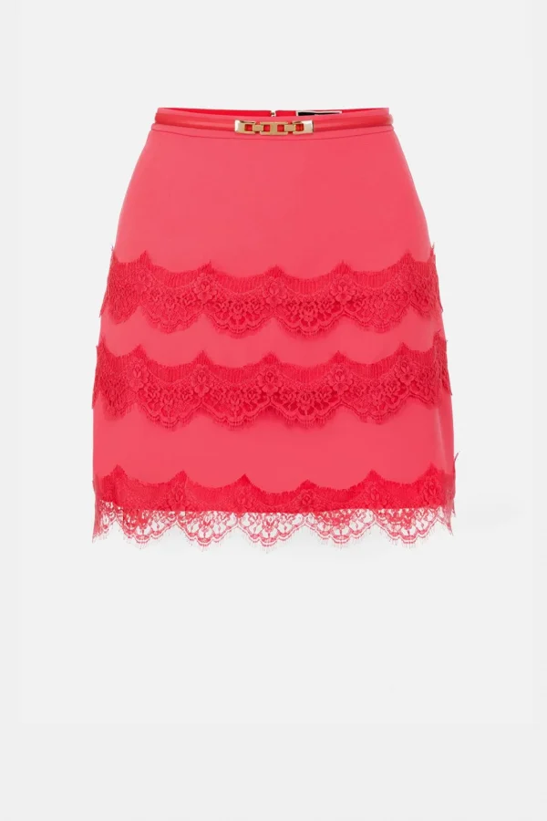 Mini gonna con cintura e pizzo