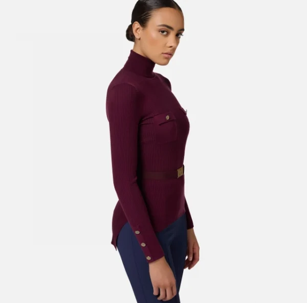 Maglia dolcevita in viscosa e seta a costine con ricamo logo - immagine 3
