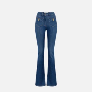 Jeans con taschini e dettagli a fiocco