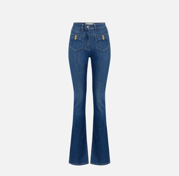Jeans con taschini e dettagli a fiocco