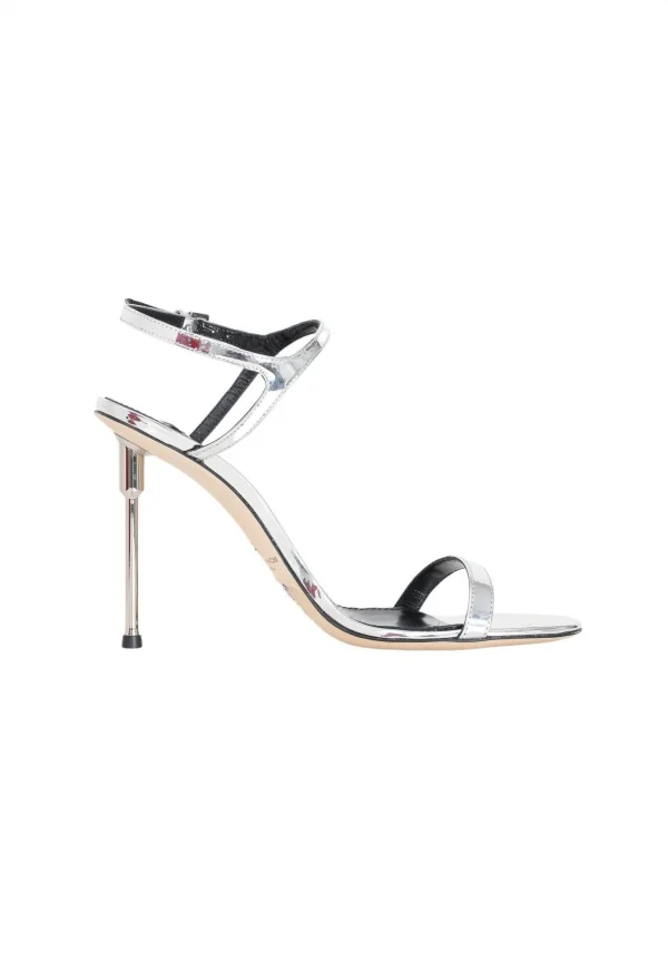 Sandali in pelle metallizzata