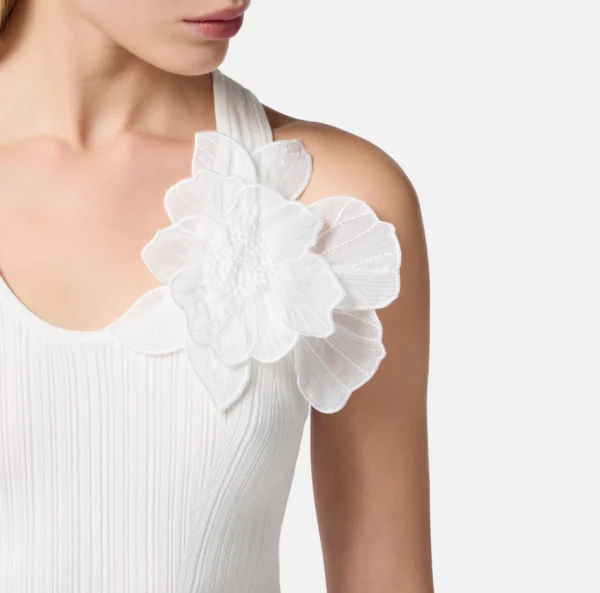 Canotta a costine con fiore - immagine 2