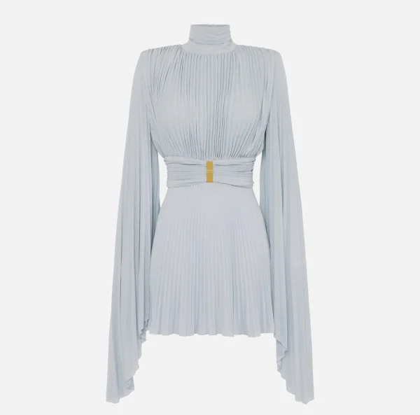 Abito in jersey lurex con maniche asimmetriche