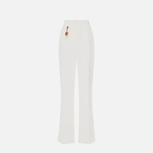 Pantaloni in gabardina di misto lino con pinces