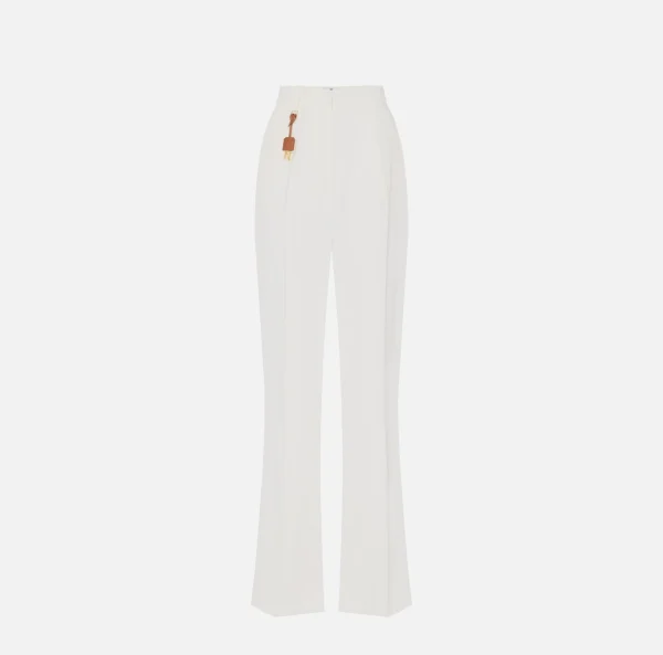 Pantaloni in gabardina di misto lino con pinces