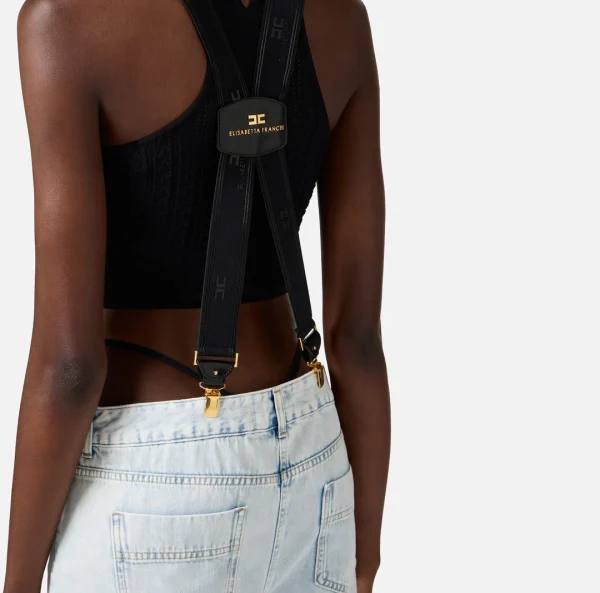 Pantaloni in denim di cotone con bretelle - immagine 2