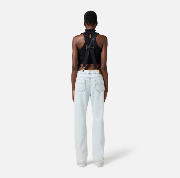 Pantaloni in denim di cotone con bretelle - immagine 4