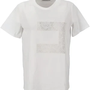 T-shirt in jersey con macro logo in voile