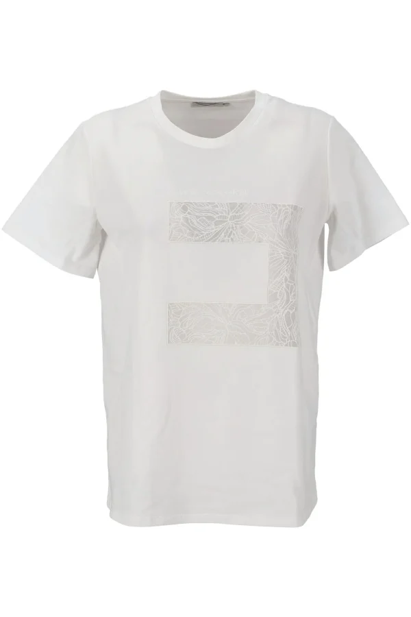 T-shirt in jersey con macro logo in voile