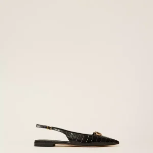 Ballerine sling back con stampa cocco