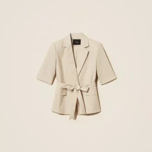 Giacca blazer in misto lino con lurex