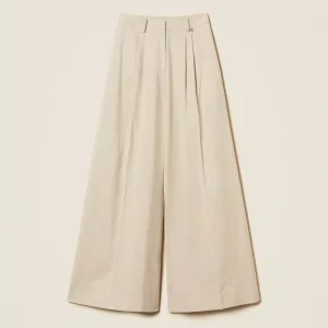 Pantaloni in misto lino con lurex