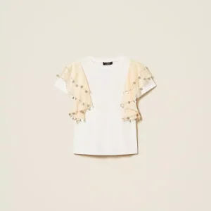 T-shirt regular con maniche in voile