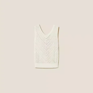 Top in maglia punzonata chevron