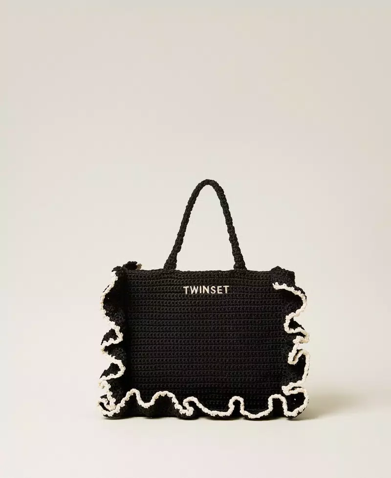 Borsa shopper crochet con balze