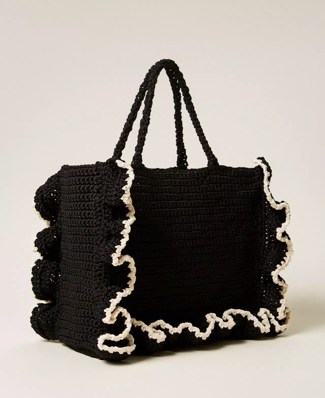 Borsa shopper crochet con balze - immagine 4
