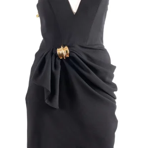 Abito in crêpe fluido con gonna mini