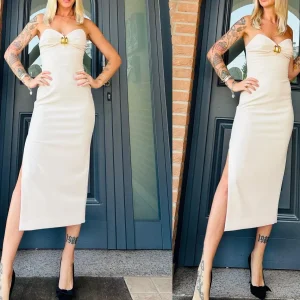 Tubino in crêpe fluido con macro fiocco