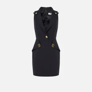 Mini abito in doppio crêpe stretch con dettagli logo