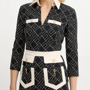 Mini Abito con Stampa e Color Block