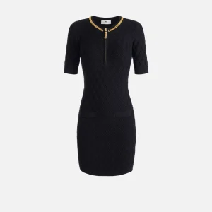 Mini abito in maglia a rombi con dettaglio gioiello