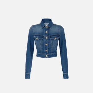 Giubbotto cropped in denim