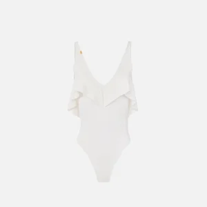 Body in maglia punto stoffa con volant