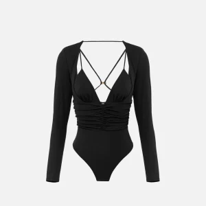 Body in jersey crêpe con drappeggi