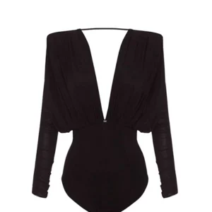 Body in jersey stretch con drappeggi