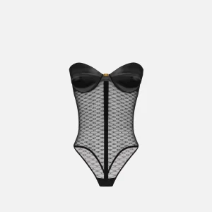 Body in tulle jacquard con monogram