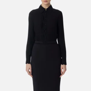 Camicia in viscosa con smerlo ricamato