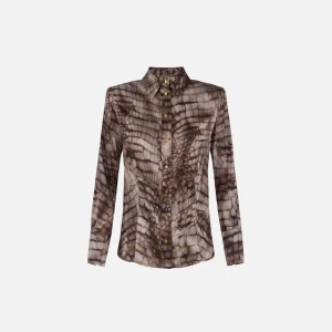 Camicia in raso con stampa alligatore