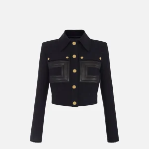 Giacca in doppio crêpe con dettagli logo