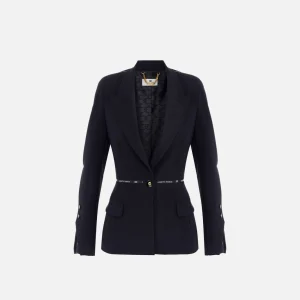 Giacca in crêpe con nastro logo