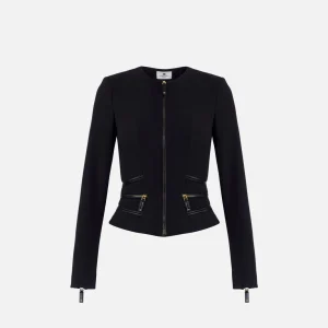 Giacca in doppio crêpe con dettagli zip