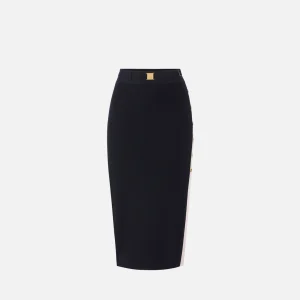 Gonna in maglia con bande in viscosa lucida