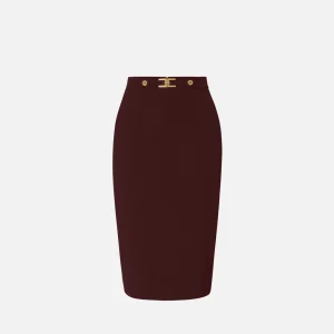 Gonna in crêpe con logo gioiello