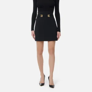 Minigonna in doppio crêpe stretch con elastici