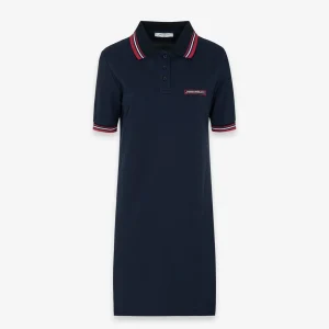 Abito Corto In Piquet Con Collo Smacchinato