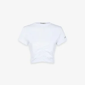 T-Shirt In Bielastico Con Arricciature Davanti