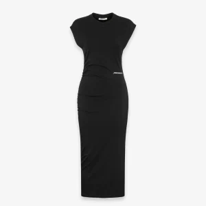 Abito Lungo In Bielastico Con Arricciatura Laterale