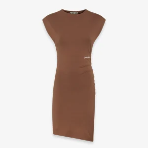 Abito Corto In Bielastico Con Arricciature