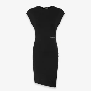 Abito Corto In Bielastico Con Arricciature