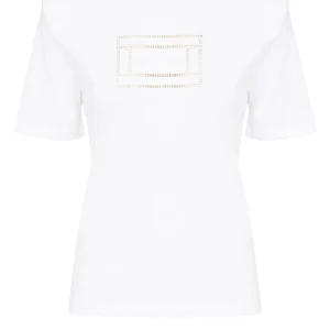 T-shirt girocollo con logo ricamato