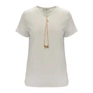 T-shirt in jersey con collana a fiocco