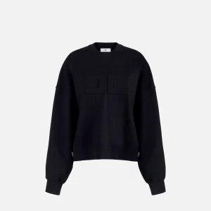 Felpa in cotone con logo embossed